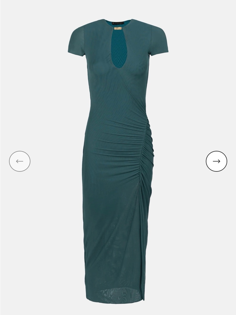 Vix Teal Ruched Keyhole Midi Dress